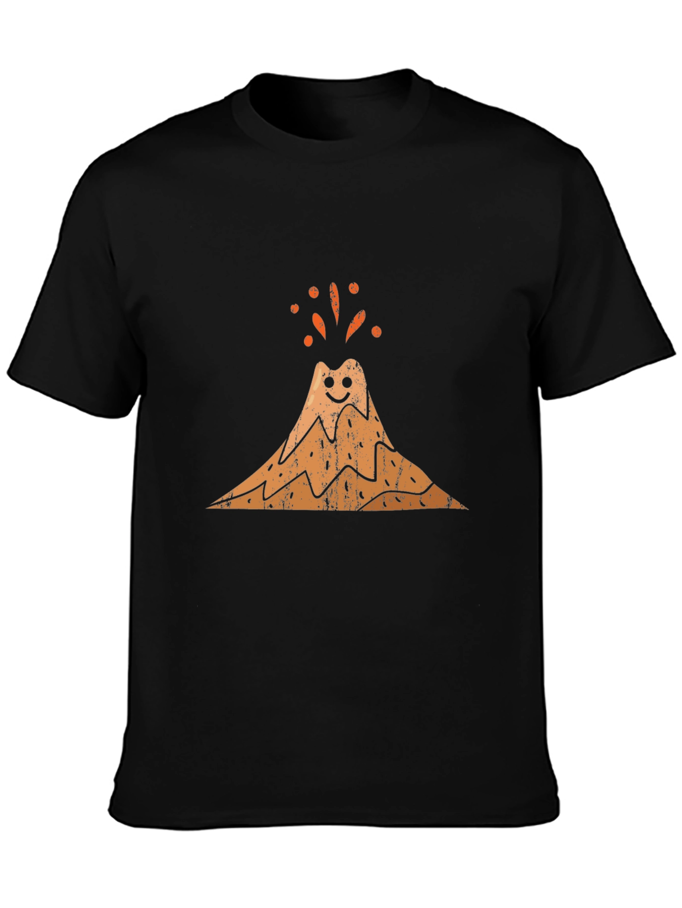Camiseta Negra con Diseño de Volcán Sonriente