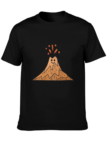 Camiseta Negra con Diseño de Volcán Sonriente