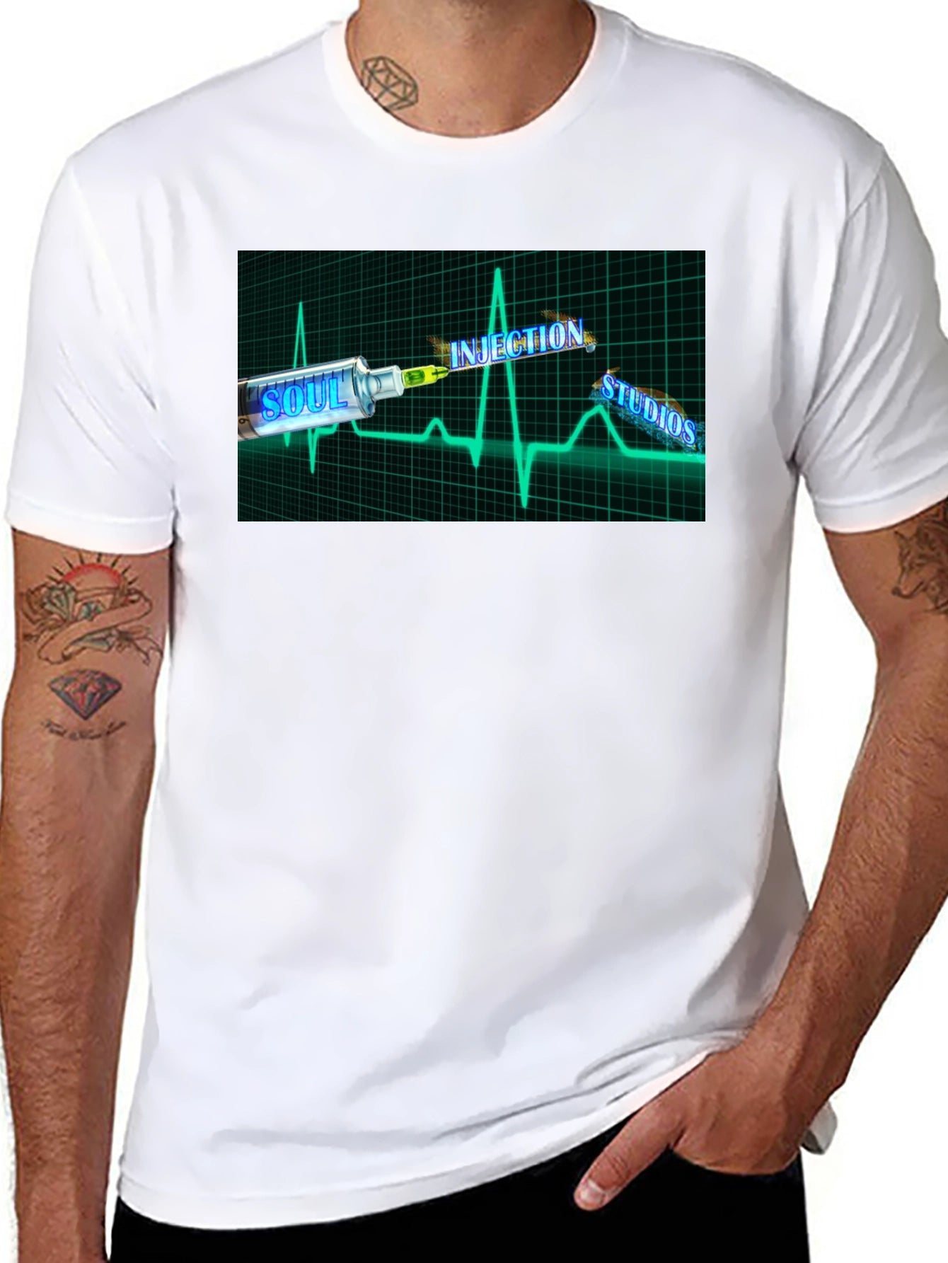 Camiseta Negra con Diseño de Inyección de Alma