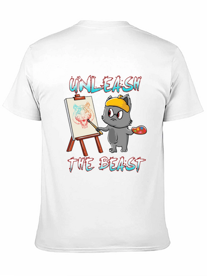 Camiseta Negra: Gato Artista Unleash The Beast