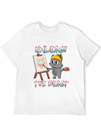 Camiseta Negra: Gato Artista Unleash The Beast