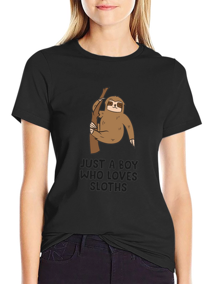 Camiseta Negra con Diseño de Oso Perezoso para Niños