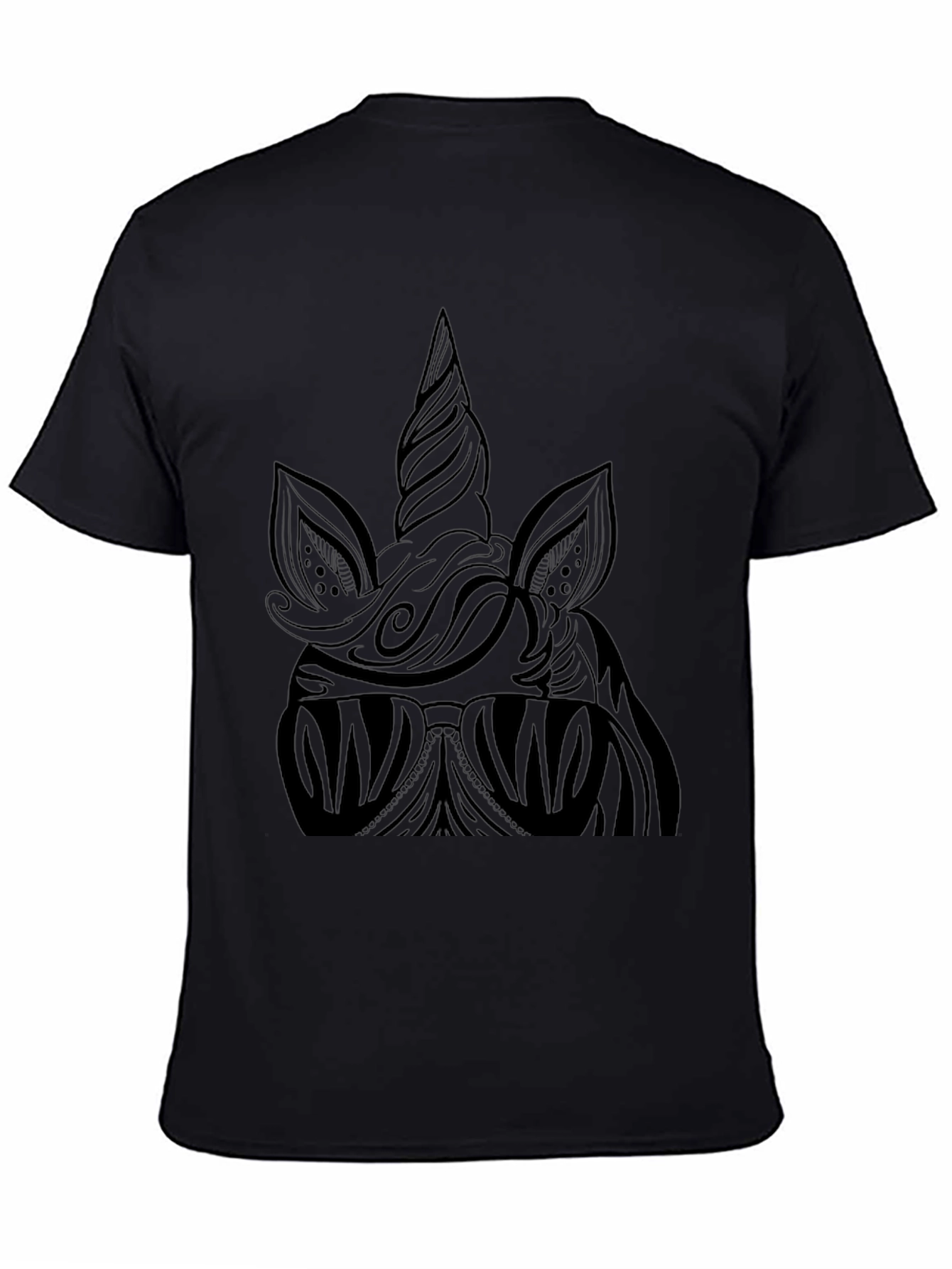 Camiseta Negra Unicornio Estilizado Hombre