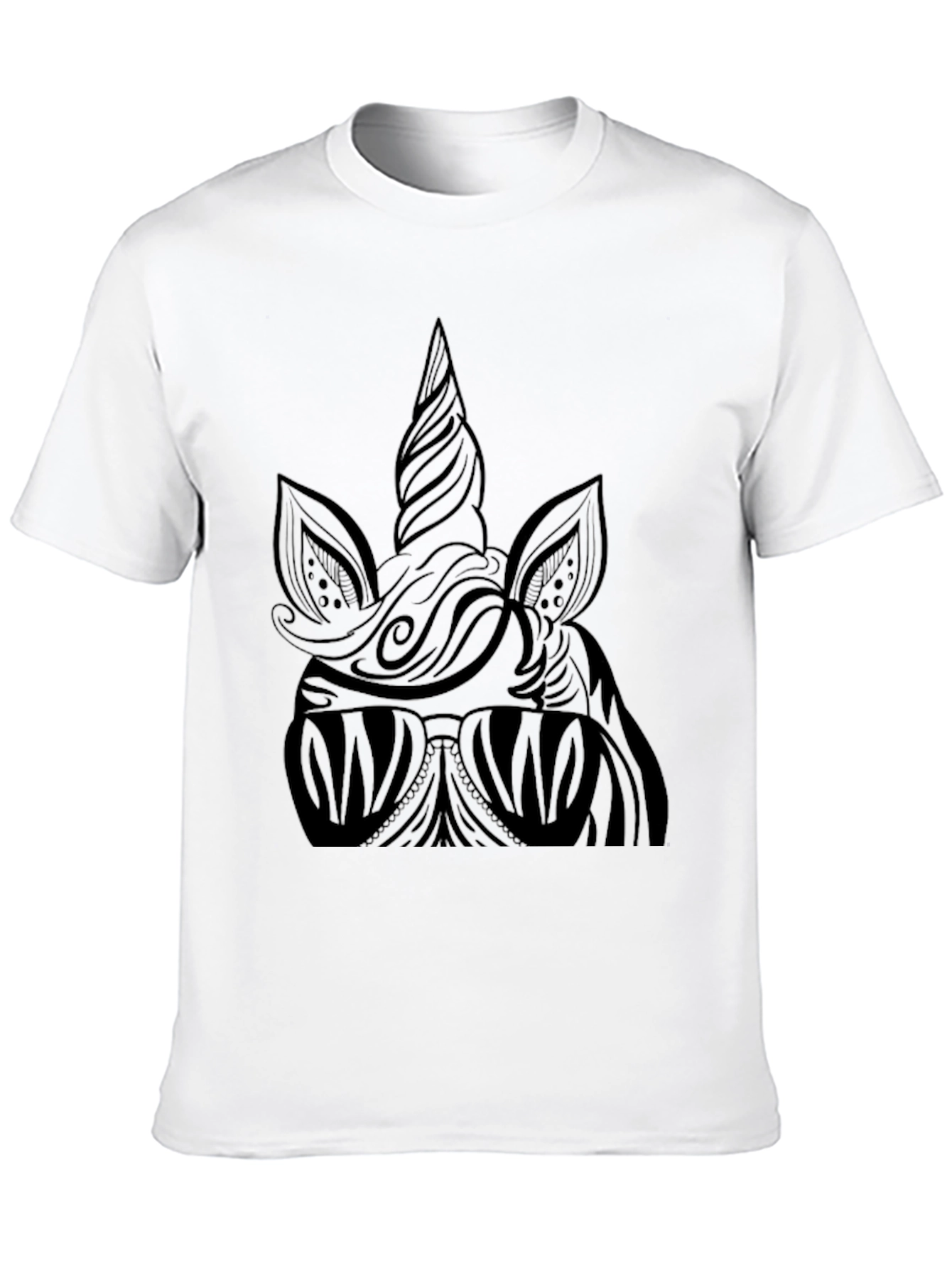 Camiseta Negra Unicornio Estilizado Hombre