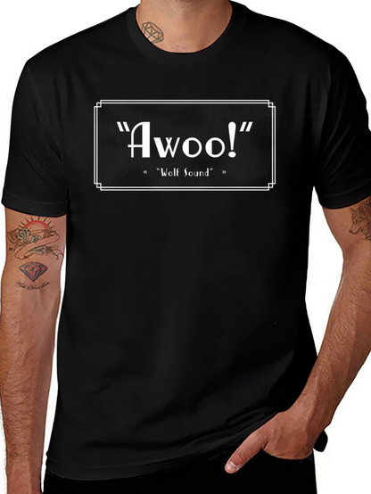 Camiseta Negra Awoo! Sonido de Lobo Divertido