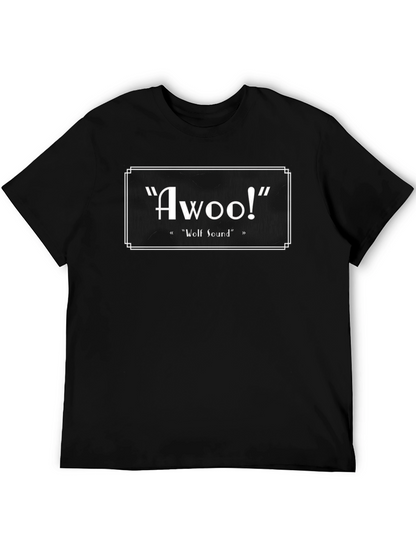 Camiseta Negra Awoo! Sonido de Lobo Divertido