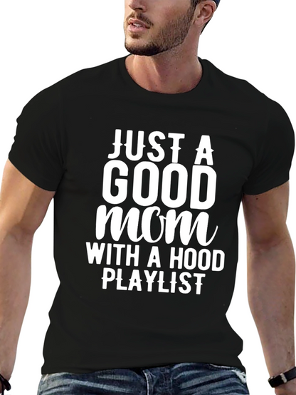 Camiseta Negra: Mamá con Playlist Urbana