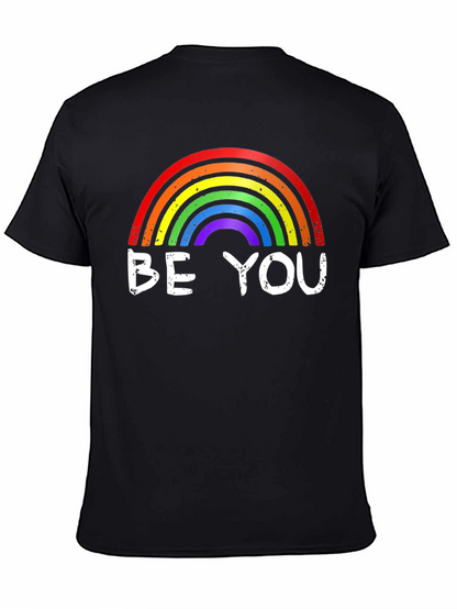 Camiseta Negra Sé Tú con Arcoíris