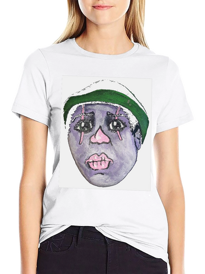 Camiseta Negra con Diseño Artístico Facial