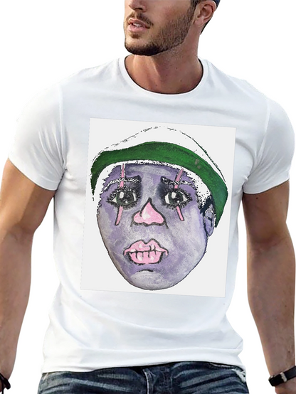 Camiseta Negra con Diseño Artístico Facial