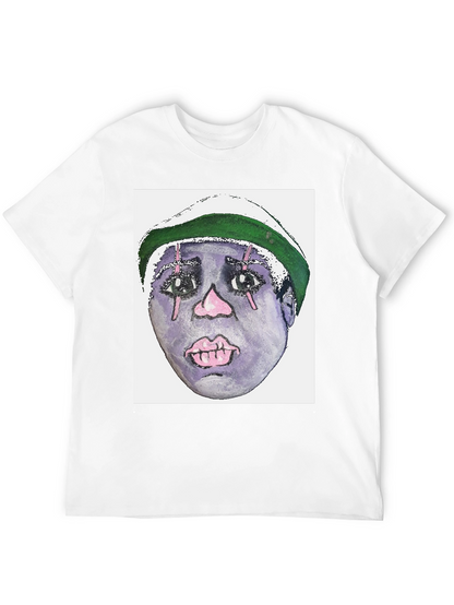 Camiseta Negra con Diseño Artístico Facial