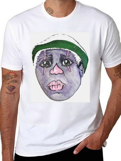 Camiseta Negra con Diseño Artístico Facial