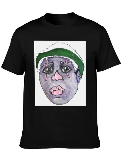 Camiseta Negra con Diseño Artístico Facial