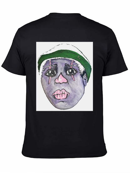 Camiseta Negra con Diseño Artístico Facial
