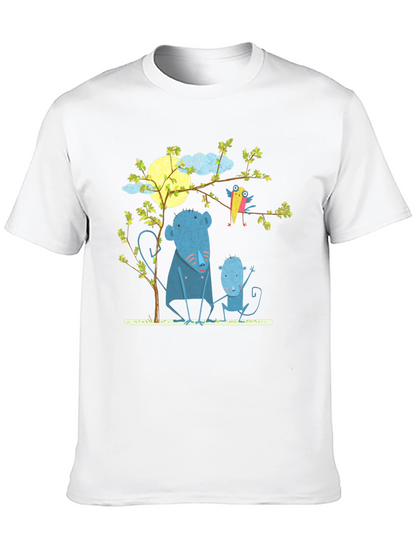 Camiseta negra con diseño de animales y luna