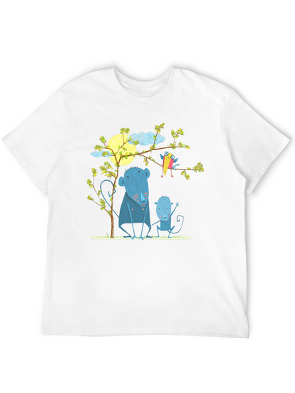 Camiseta negra con diseño de animales y luna
