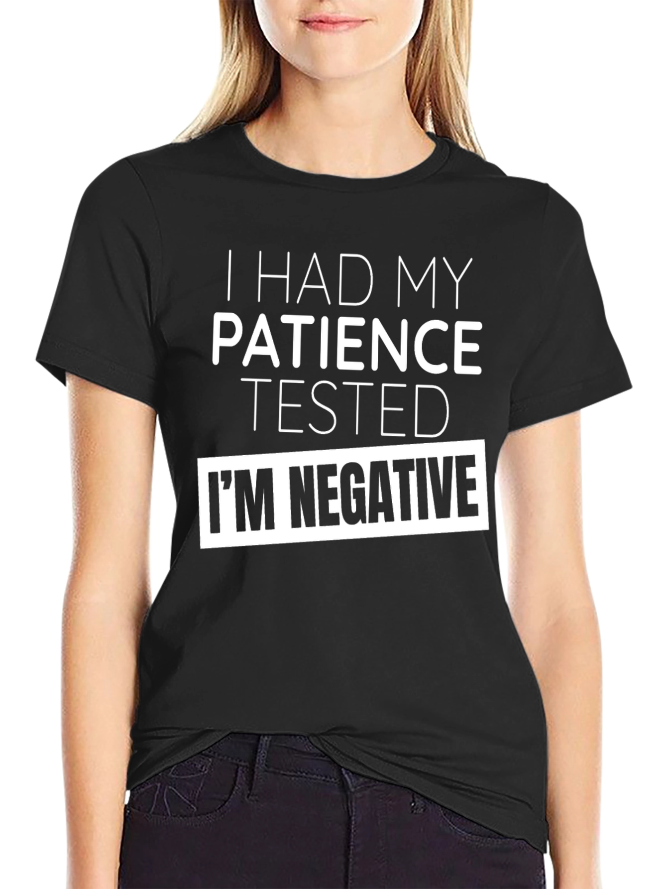 Camiseta Negra Humor Paciencia Negativa