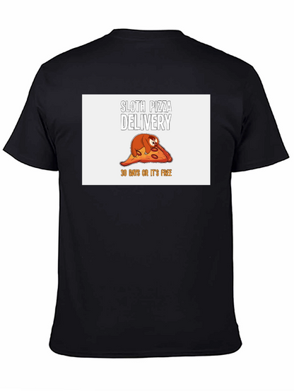Camiseta Negra con Diseño de Perezoso Pizza Delivery