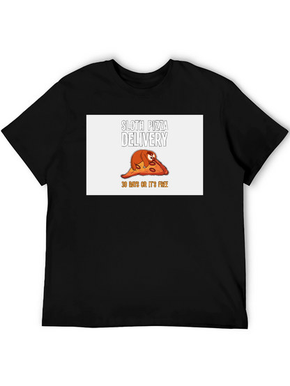 Camiseta Negra con Diseño de Perezoso Pizza Delivery