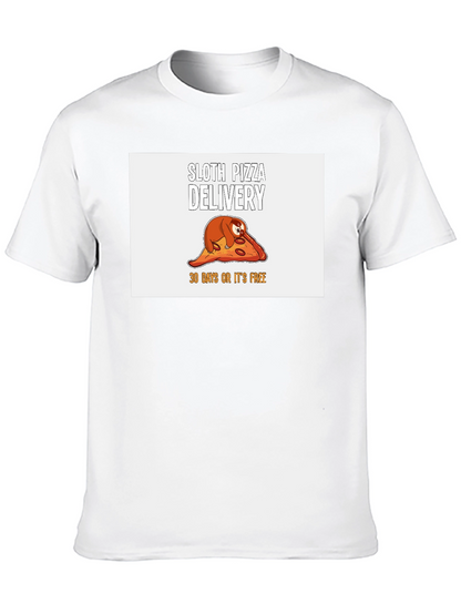 Camiseta Negra con Diseño de Perezoso Pizza Delivery