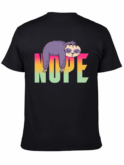 Camiseta Negra Perezosa con Diseño Nope