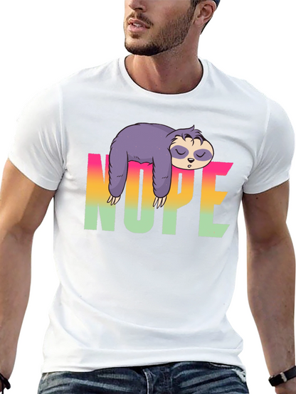 Camiseta Negra Perezosa con Diseño Nope