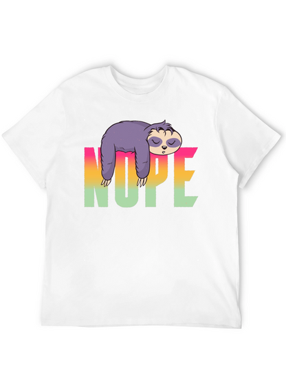 Camiseta Negra Perezosa con Diseño Nope