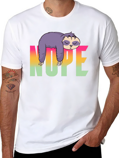 Camiseta Negra Perezosa con Diseño Nope