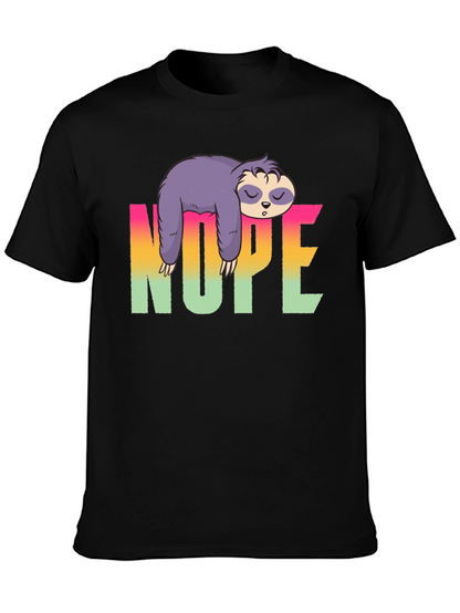 Camiseta Negra Perezosa con Diseño Nope