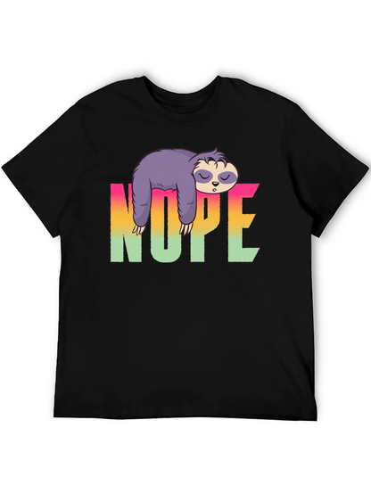 Camiseta Negra Perezosa con Diseño Nope