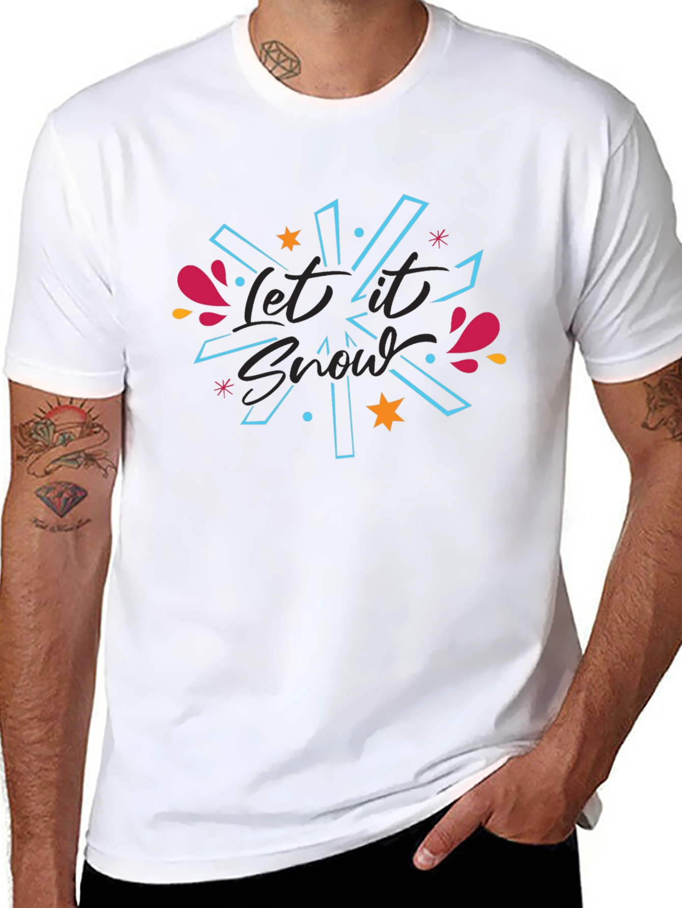 Camiseta Negra Let It Snow Diseño Festivo