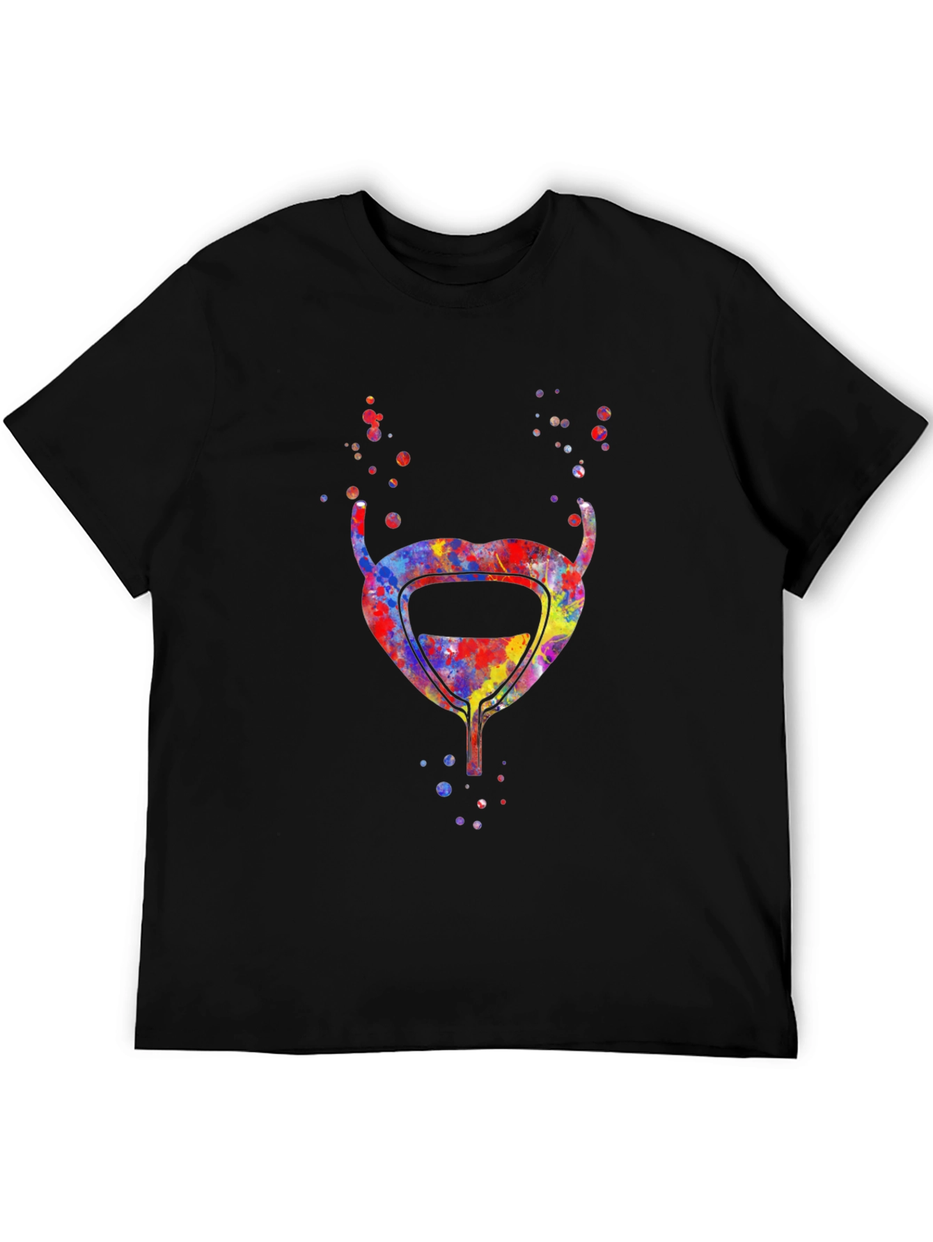 Camiseta Negra con Diseño de Vejiga Abstracta
