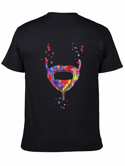 Camiseta Negra con Diseño de Vejiga Abstracta