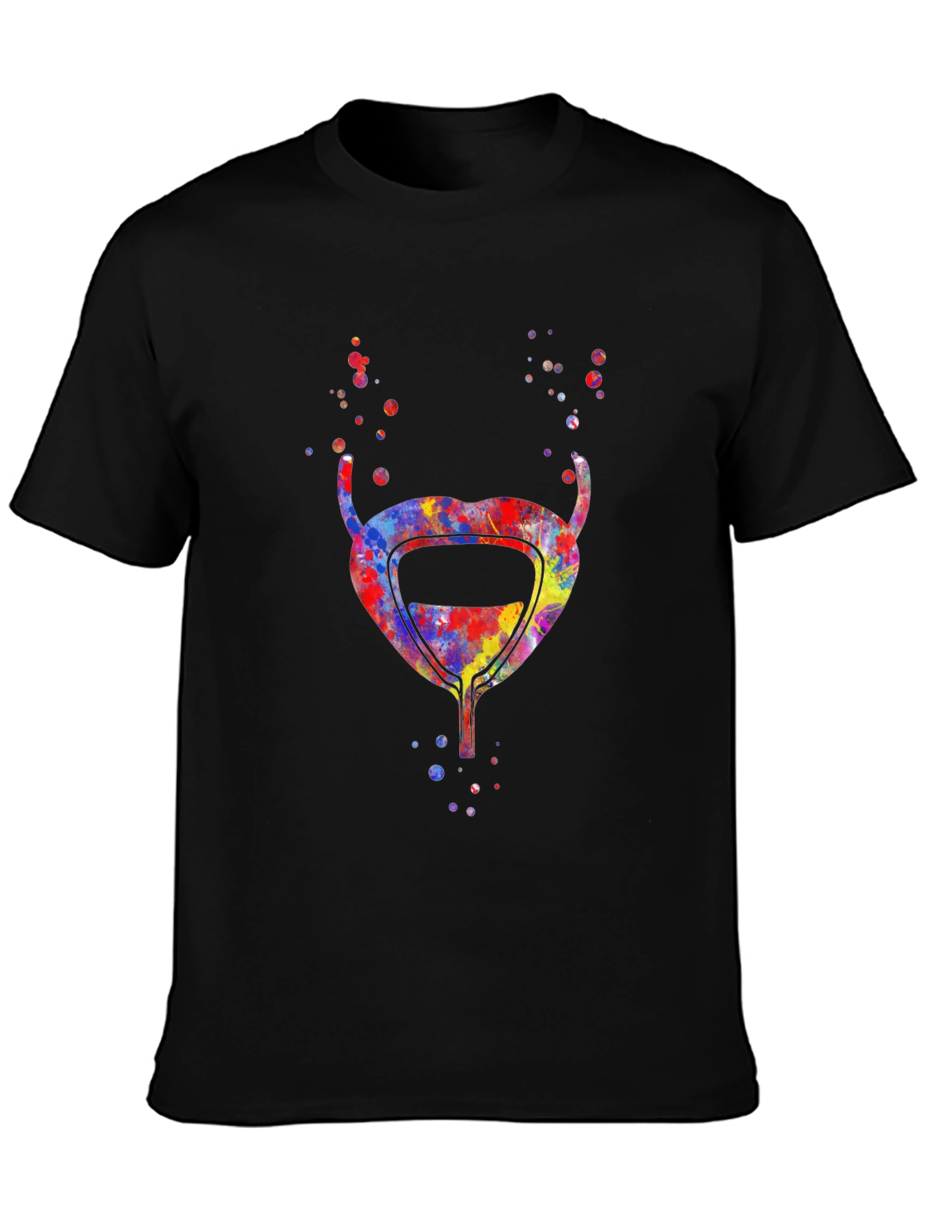 Camiseta Negra con Diseño de Vejiga Abstracta