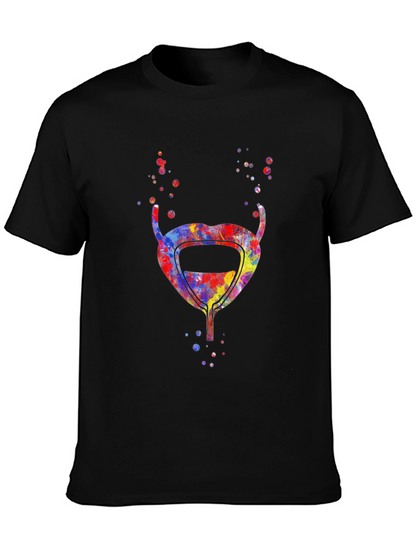 Camiseta Negra con Diseño de Vejiga Abstracta