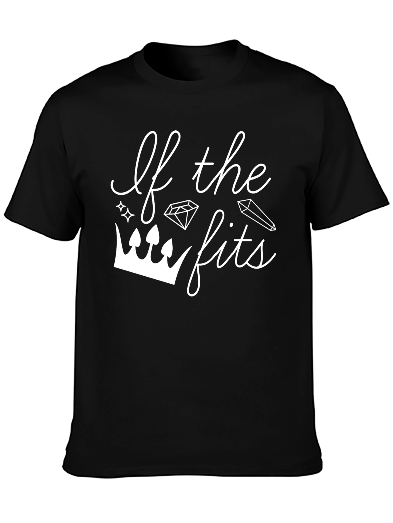 Camiseta Negra con Diseño If the Crown Fits