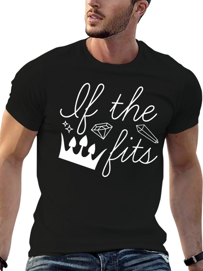 Camiseta Negra con Diseño If the Crown Fits