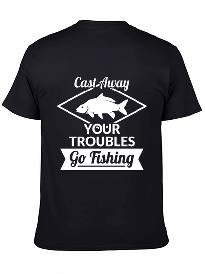 Camiseta Negra: Lanza tus Problemas Ve a Pescar