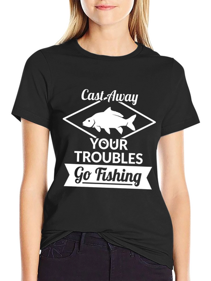 Camiseta Negra: Lanza tus Problemas Ve a Pescar