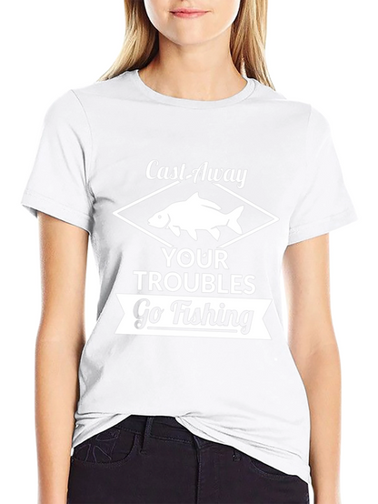 Camiseta Negra: Lanza tus Problemas Ve a Pescar