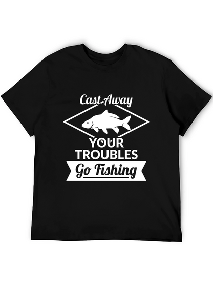 Camiseta Negra: Lanza tus Problemas Ve a Pescar