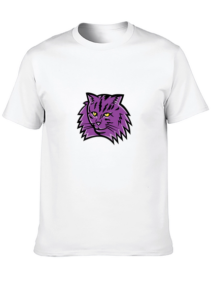 Camiseta Negra con Diseño de Gato Púrpura