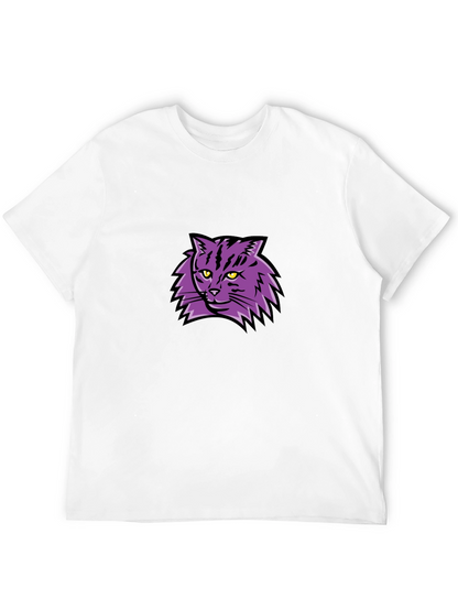 Camiseta Negra con Diseño de Gato Púrpura