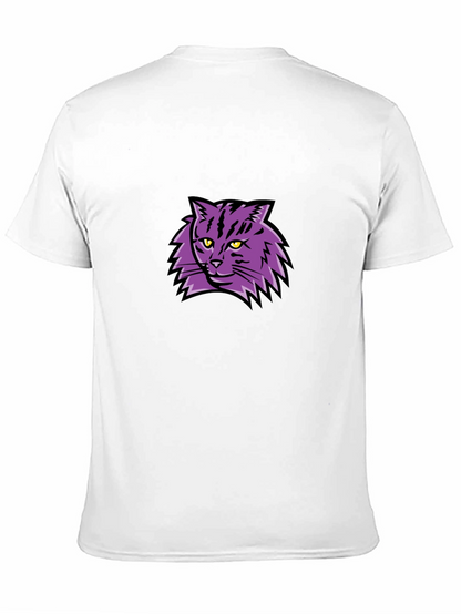 Camiseta Negra con Diseño de Gato Púrpura