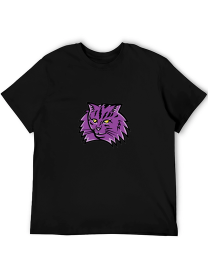 Camiseta Negra con Diseño de Gato Púrpura