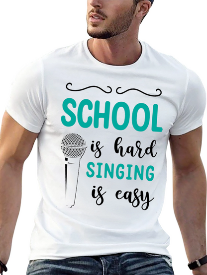 Camiseta Negra School is hard SINGING is easy