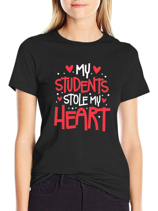 Camiseta Negra con Diseño My Students Stole My Heart