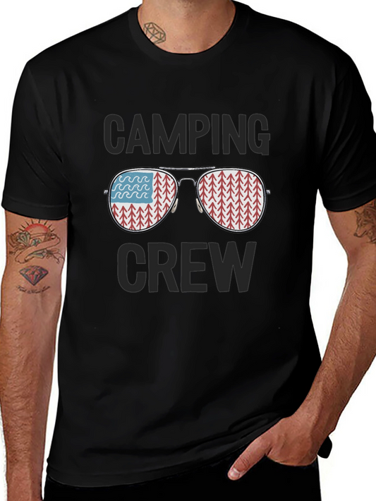 Camiseta Negra Camping Crew Gafas Reflejantes