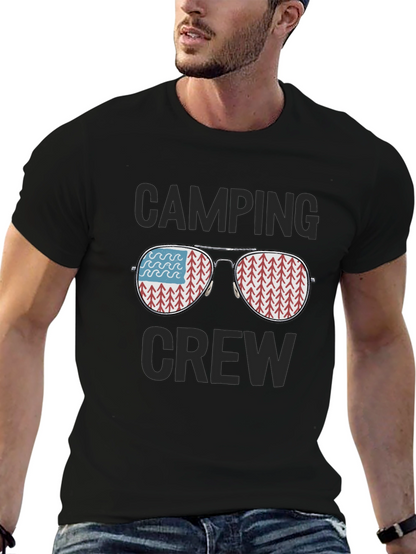 Camiseta Negra Camping Crew Gafas Reflejantes