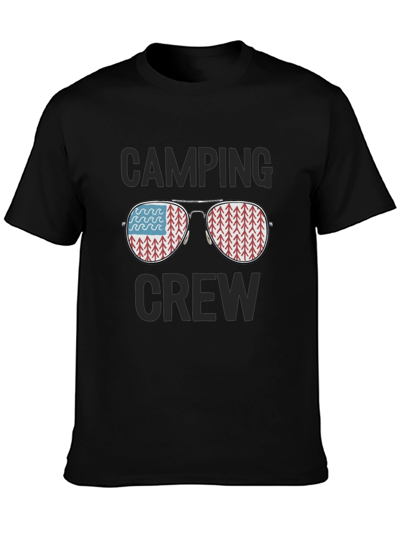 Camiseta Negra Camping Crew Gafas Reflejantes